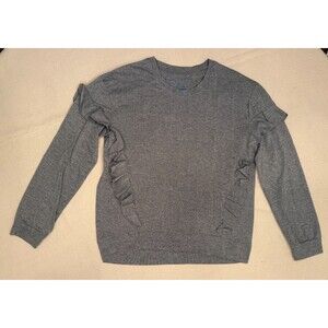 Rockets of Awesome Grey Shimmer long sleeve with ruffle detail girls sz 14